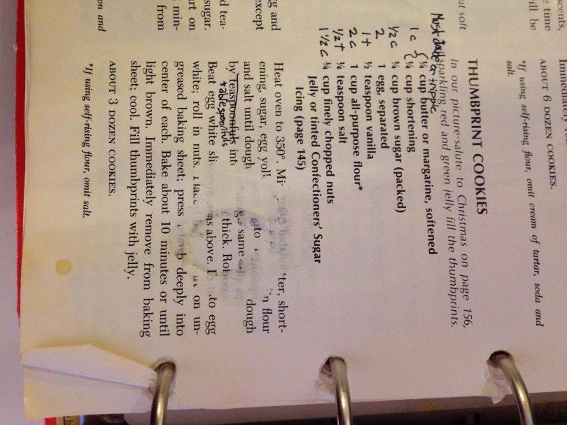 Original thumbprint cookie recipe, spillage and love included.