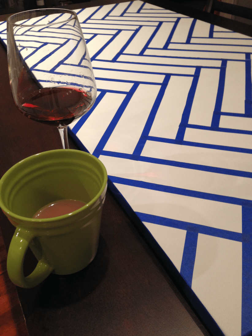 DIY Herringbone brick painting - liquid courage