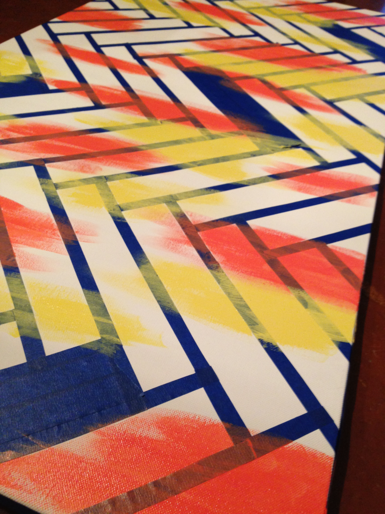 DIY Herringbone brick painting - painted 2 colors