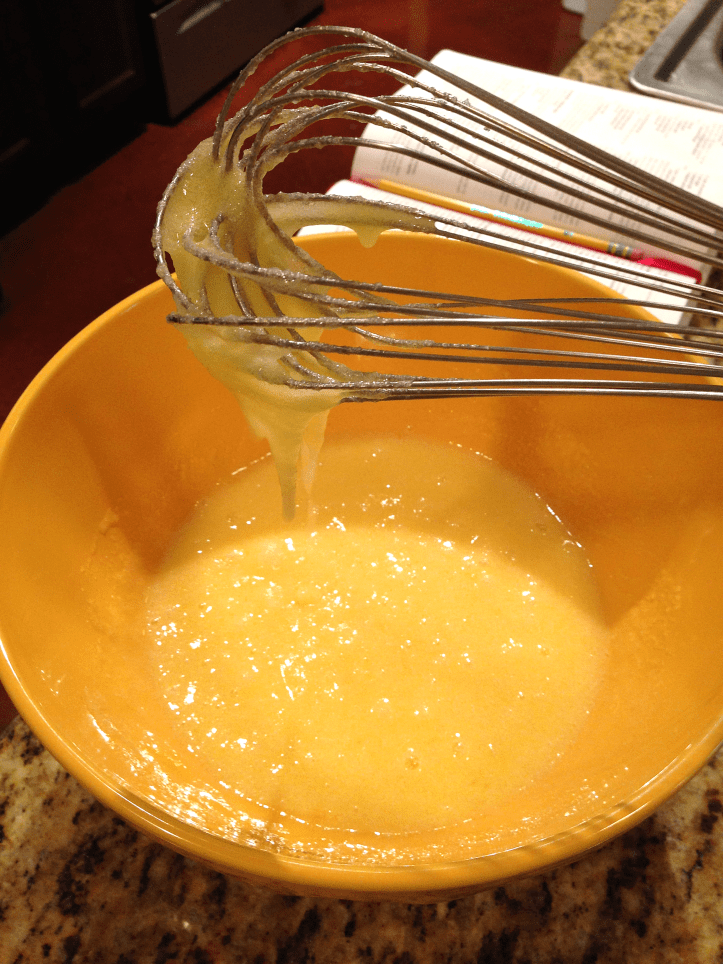 Raspberry Topped Lemon Lime Squares - sugar and eggs mixed