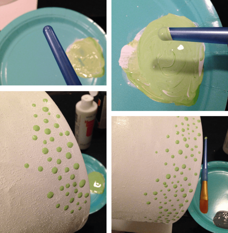 Lamp Revamp - Paint light green dots