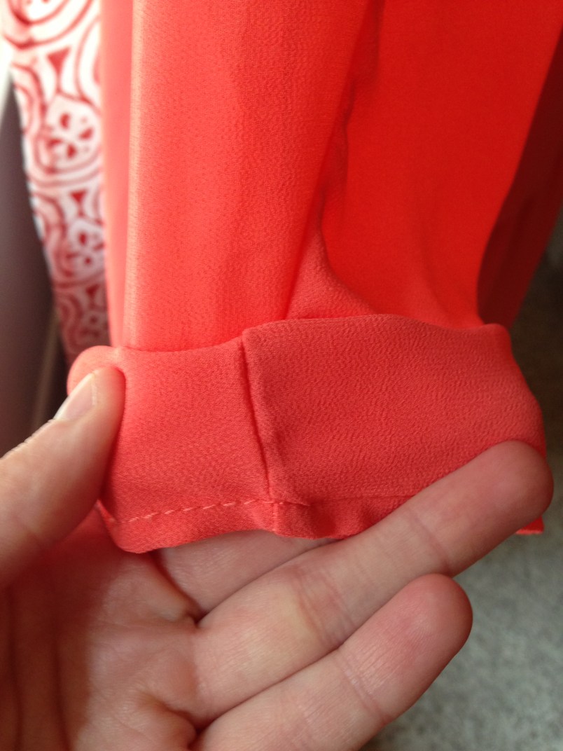 Refashioned Coral Dress -Fold up the sleves 1