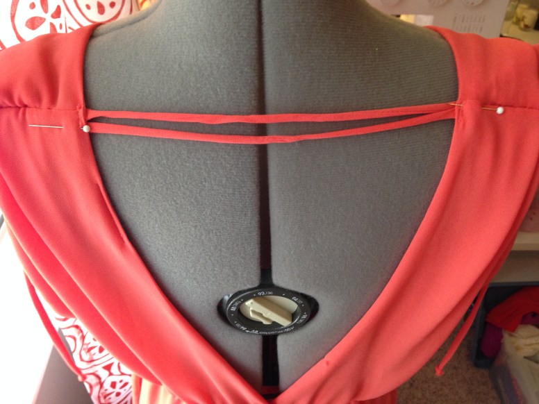 Refashioned Coral Dress - ties pinned across 8