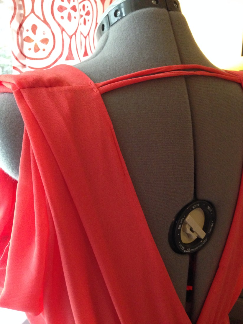 Refashioned Coral Dress -ties sewn across back 10