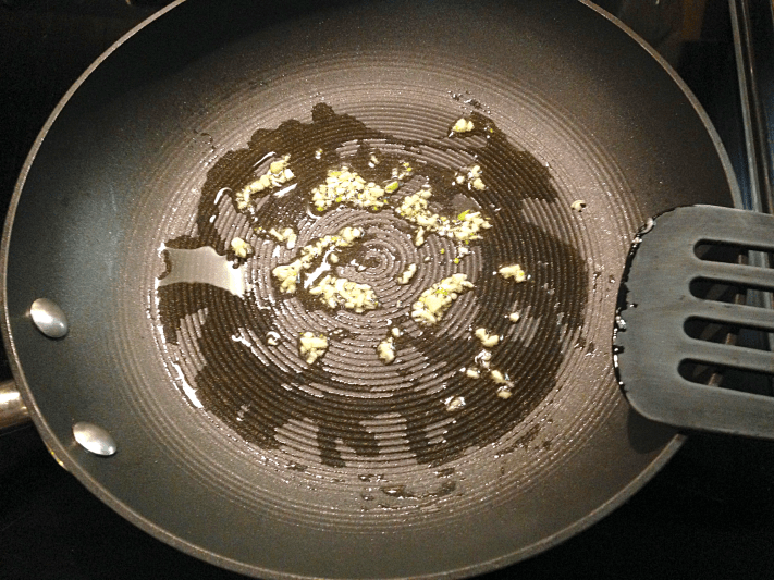 Sautee Garlic for Baby Barnaby's Green Eggs