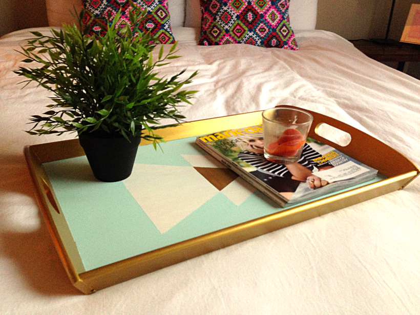 DIY Geometric Gold Painted Tray 7