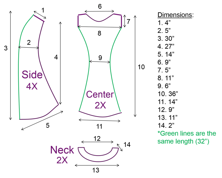 Fit and Flare Sun Dress Tutorial Dimensions by Bunny Baubles