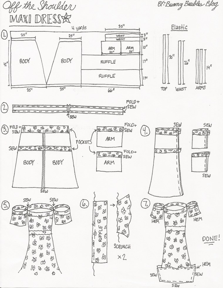 Off the Shoulder Maxi Dress by Bunny Baubles Blog Instructions
