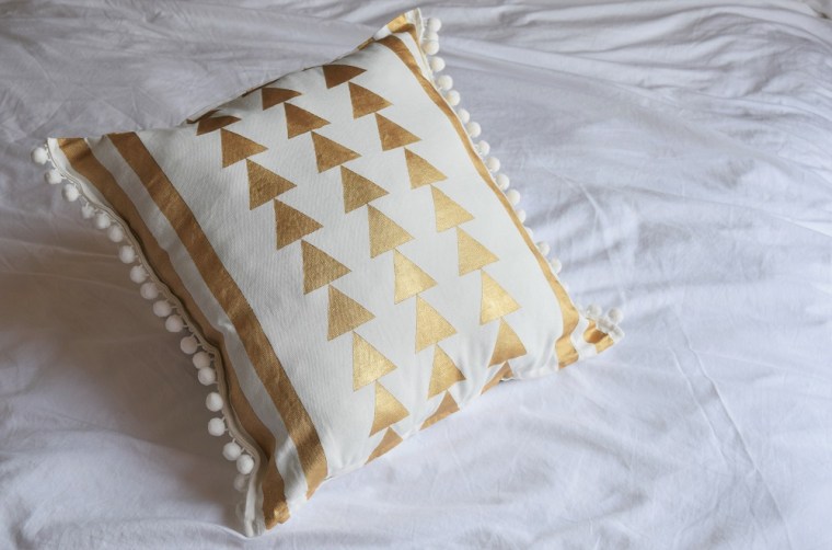DIY Gold Painted Tribal Pillow Case 3