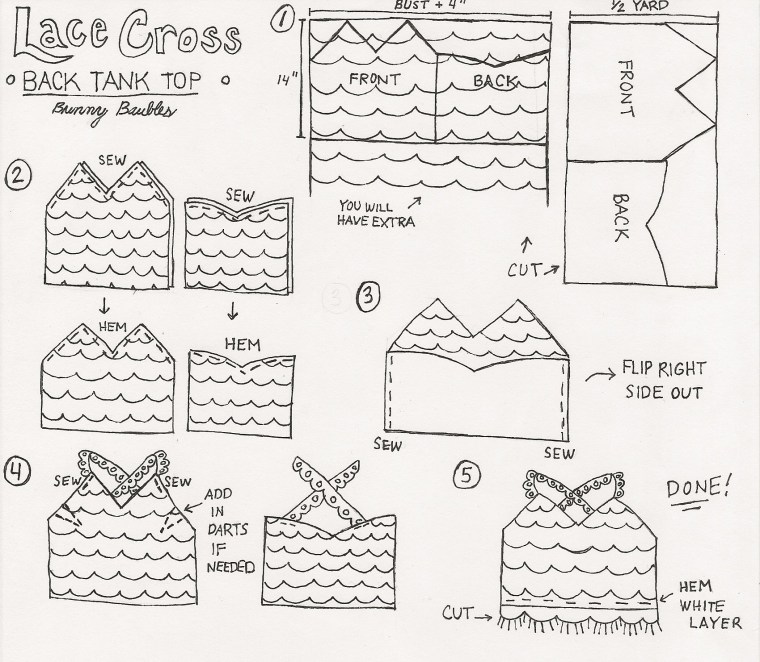 Lace Cross Back Tank Top Instructions by Bunny Baubles