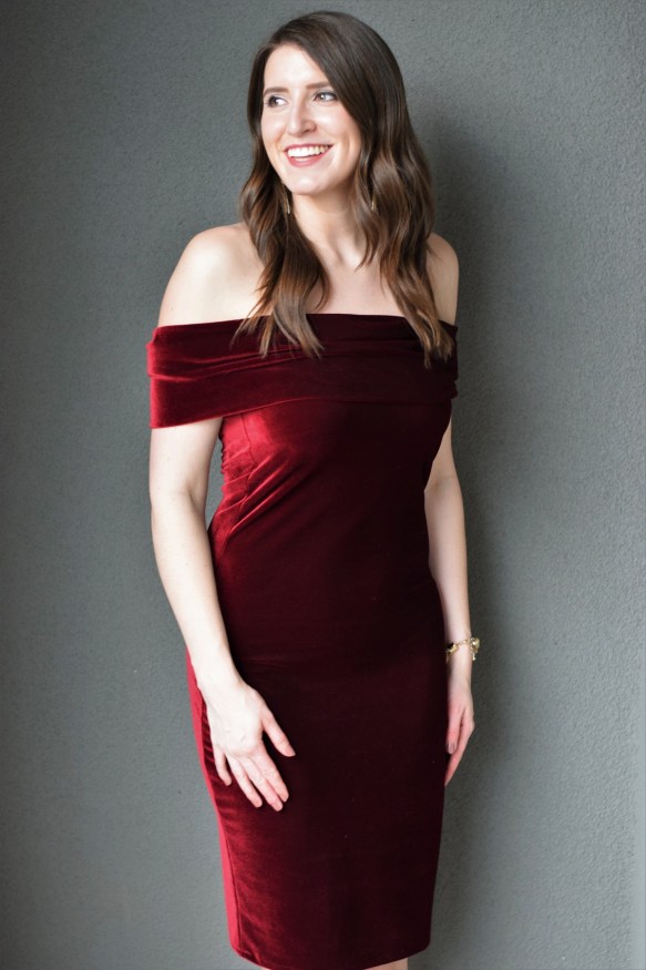 Fold Over Off the Shoulder Velvet Dress Sewing Tutorial | Sew Bake Decorate